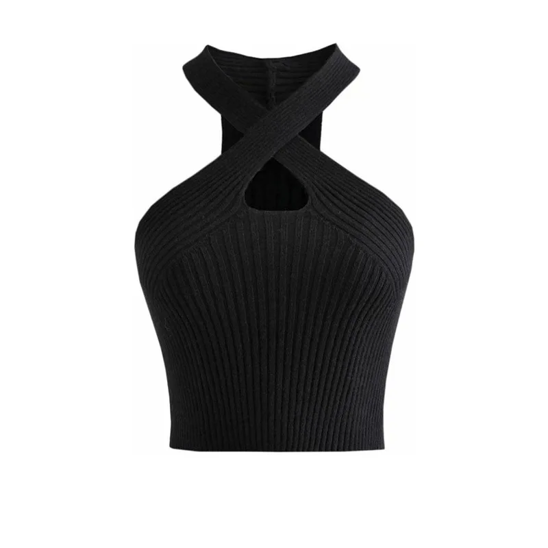 Damen Top Crossover Neckholder-Top Tank Top Shirt Trägertop Oberteil Blusen