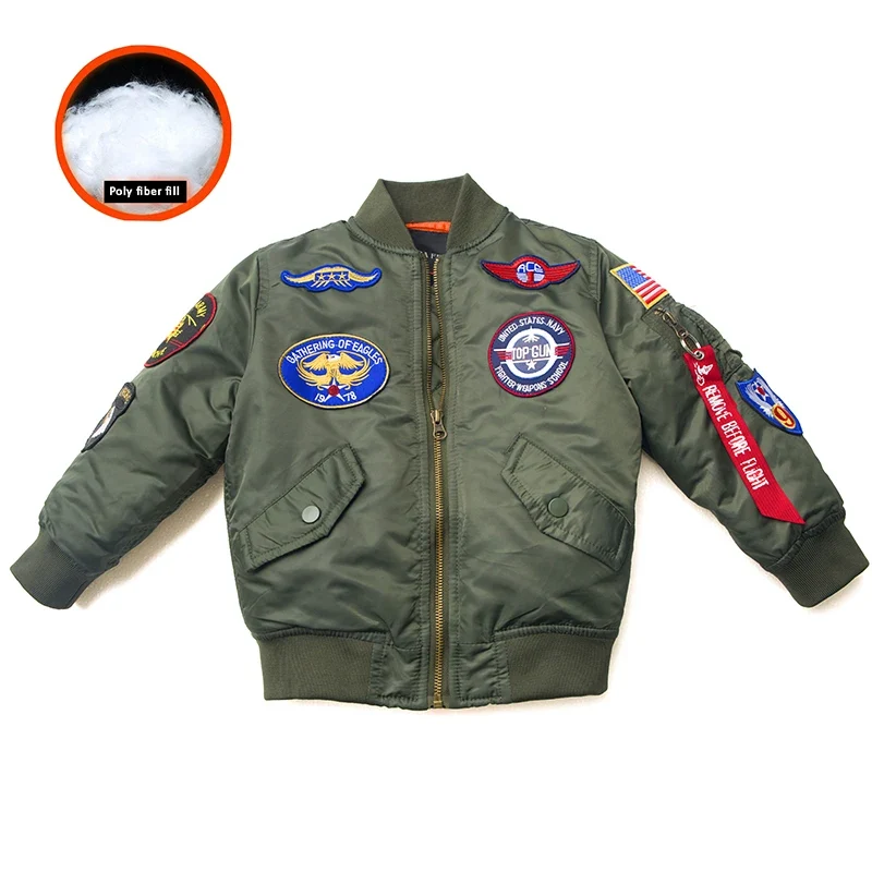 Jungen Mädchen Kinder US Army Ma-1 Bomber Jacke Fliegerjacke Pilotenjacke