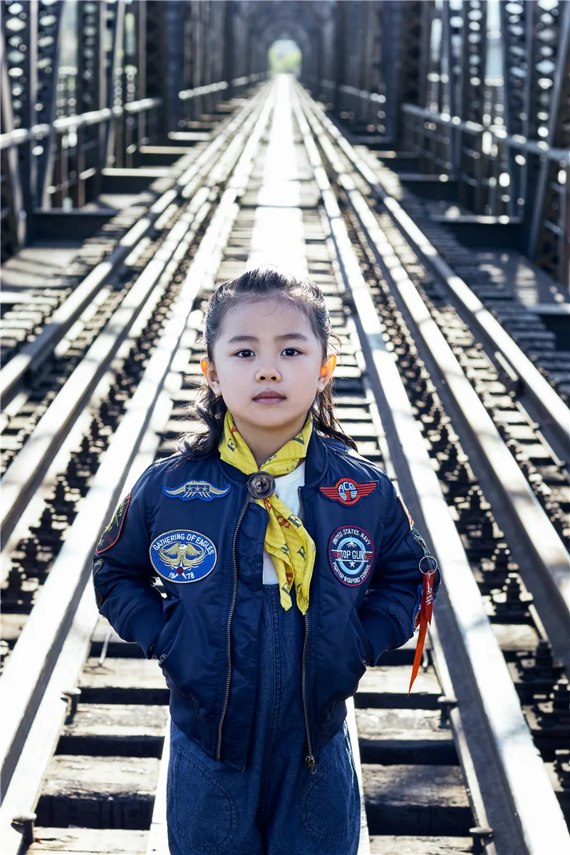 Jungen Mädchen Kinder US Army Ma-1 Bomber Jacke Fliegerjacke Pilotenjacke