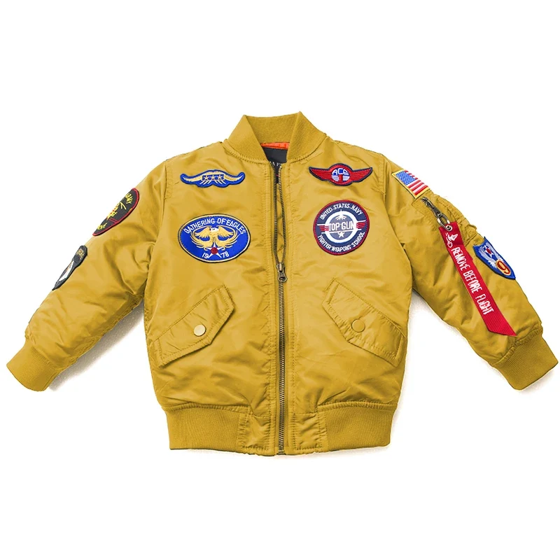 Jungen Mädchen Kinder US Army Ma-1 Bomber Jacke Fliegerjacke Pilotenjacke