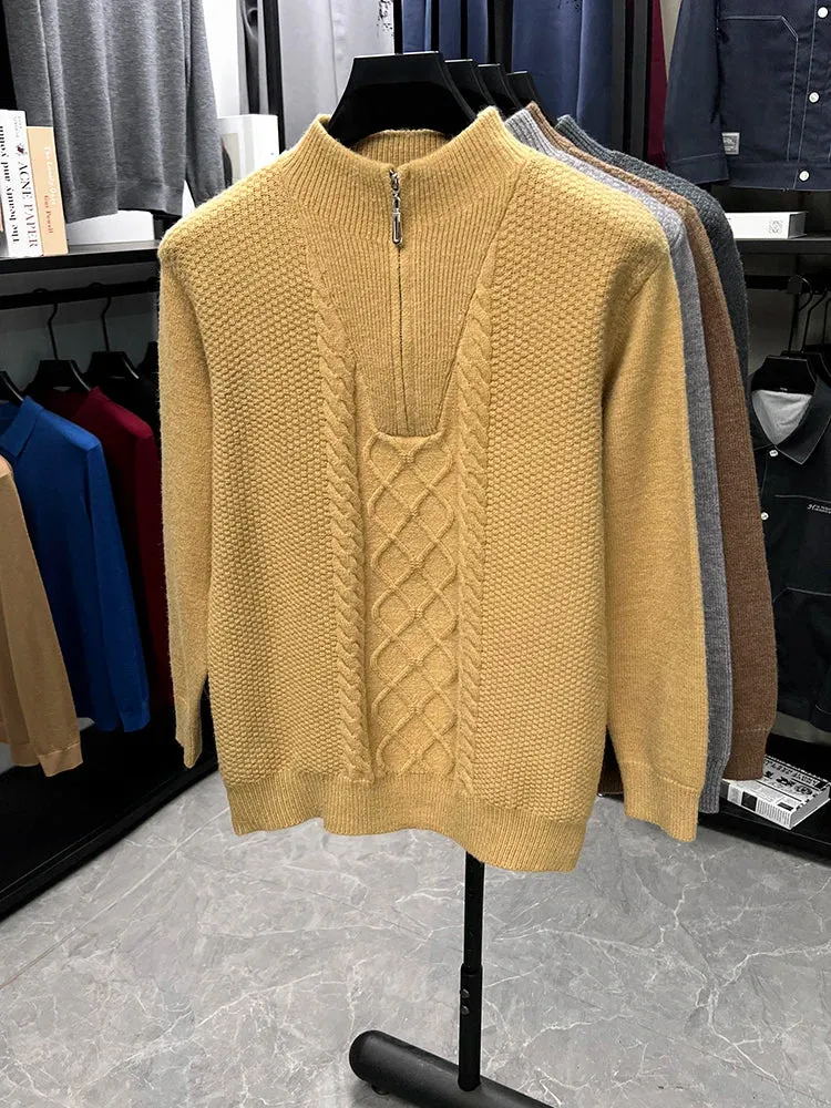 Herren Pullover Sweatshirt Troyer Pulli Sweater Stehkragen Zipper Langarmpulli