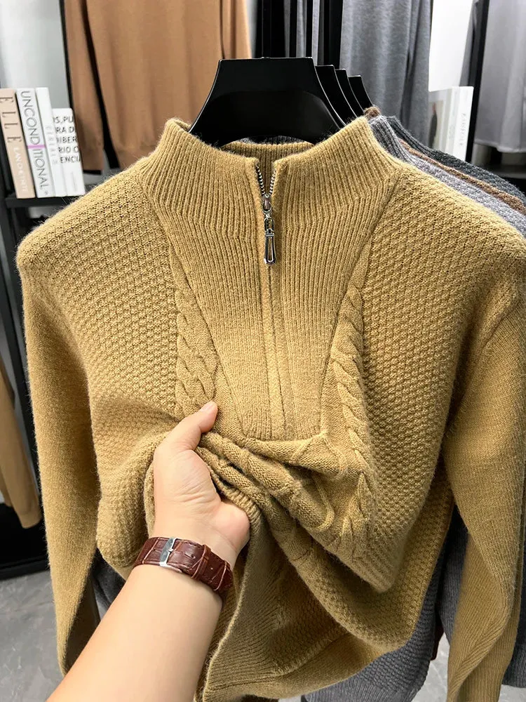 Herren Pullover Sweatshirt Troyer Pulli Sweater Stehkragen Zipper Langarmpulli