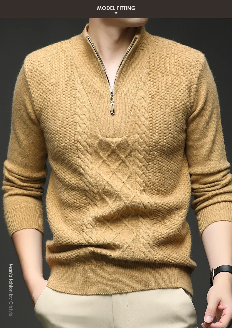 Herren Pullover Sweatshirt Troyer Pulli Sweater Stehkragen Zipper Langarmpulli