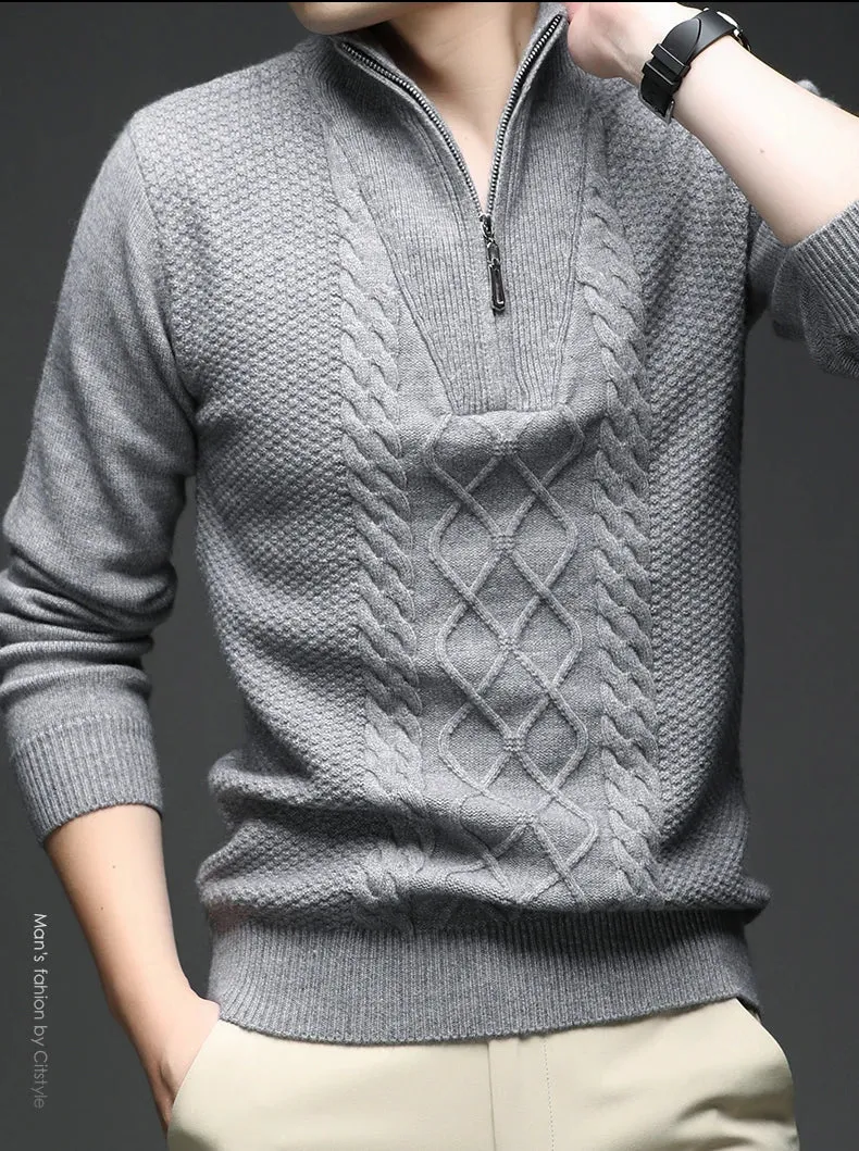 Herren Pullover Sweatshirt Troyer Pulli Sweater Stehkragen Zipper Langarmpulli