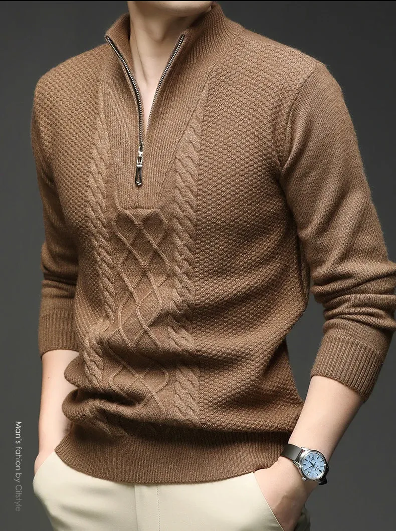 Herren Pullover Sweatshirt Troyer Pulli Sweater Stehkragen Zipper Langarmpulli