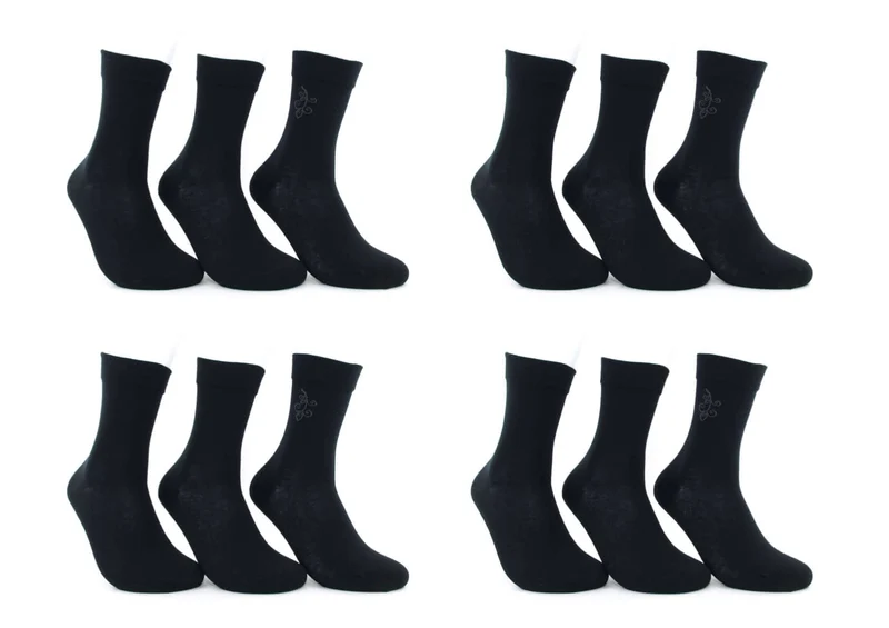12 Paar Damen Diabetikersocken venenfreundlich schwarz