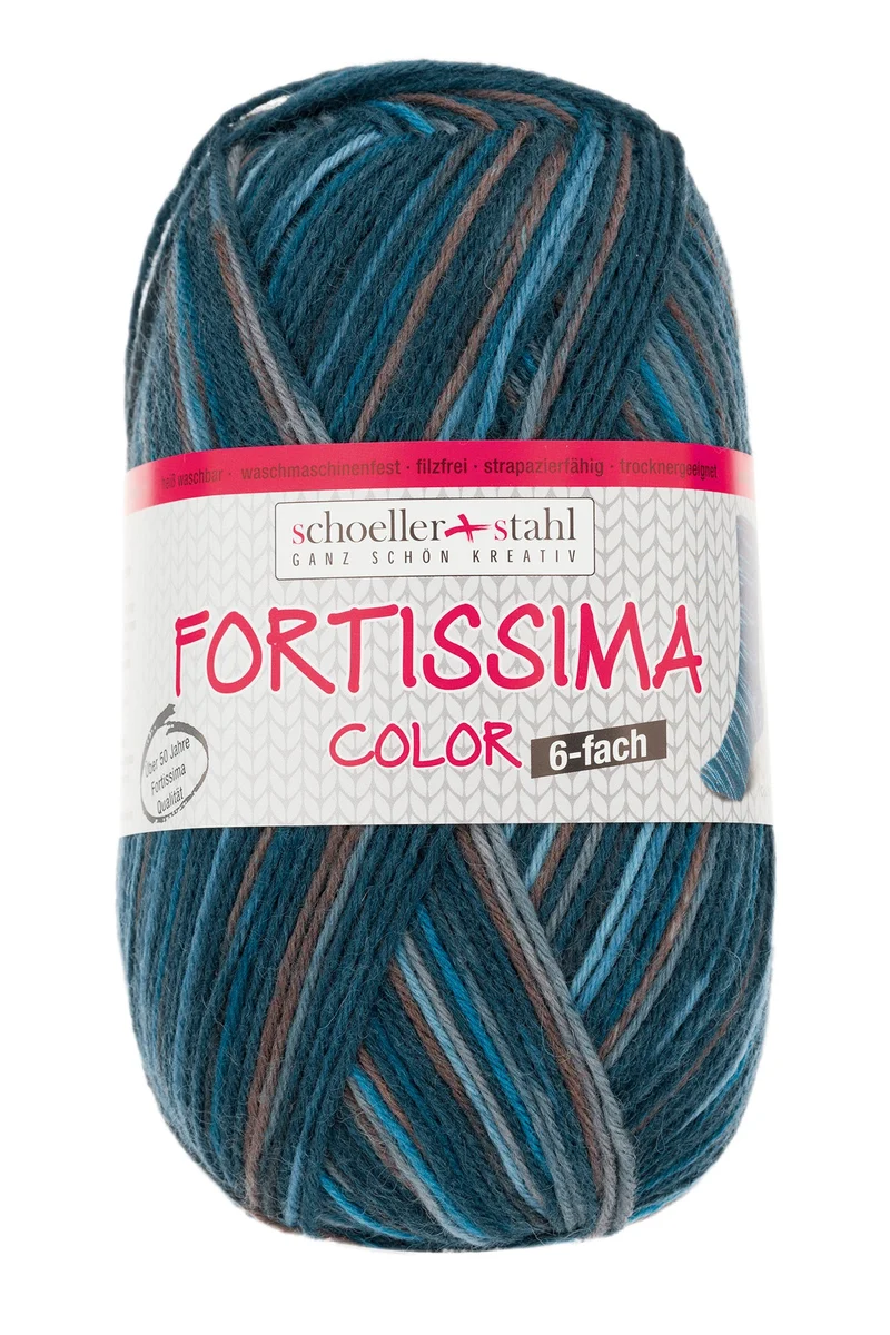 Fortissima 6-fach bunte Sockenwolle 150g | Farbe 164 - TIEFSEE