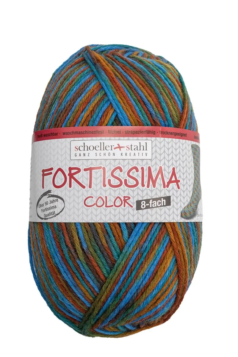 Fortissima 8-fach bunte Sockenwolle 150g | Farbe 802 - SCHLEHE