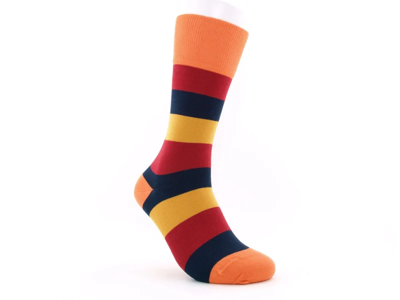 1 Paar Bio-Baumwolle Socken Streifen orange