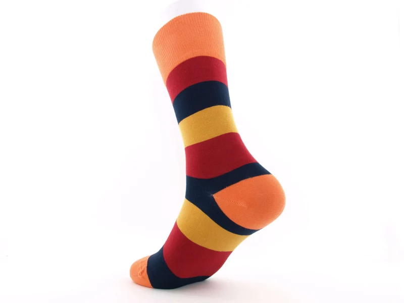 1 Paar Bio-Baumwolle Socken Streifen orange