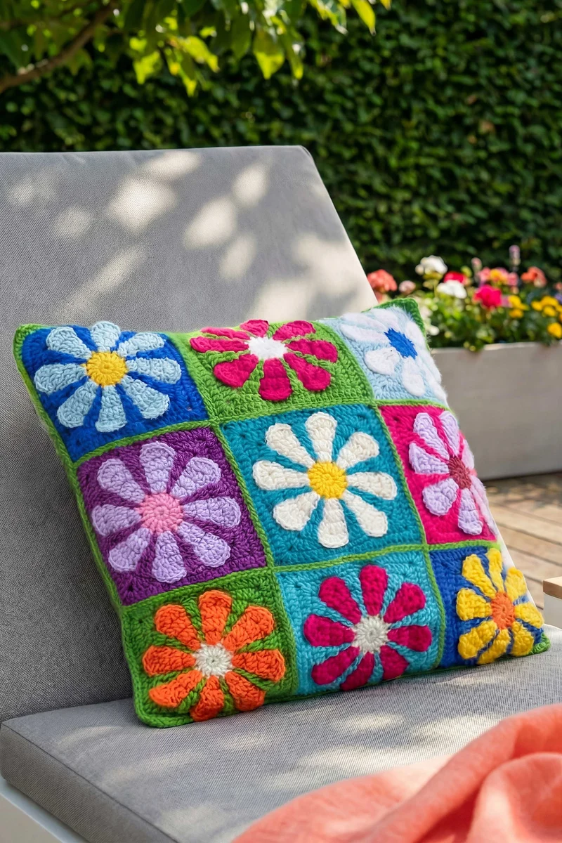 Anleitung Flower Power Kissen