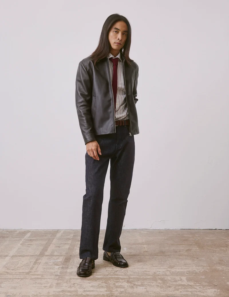 Blouson Hunter en cuir chocolat