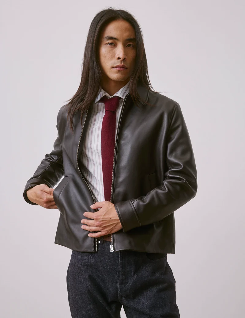Blouson Hunter en cuir chocolat