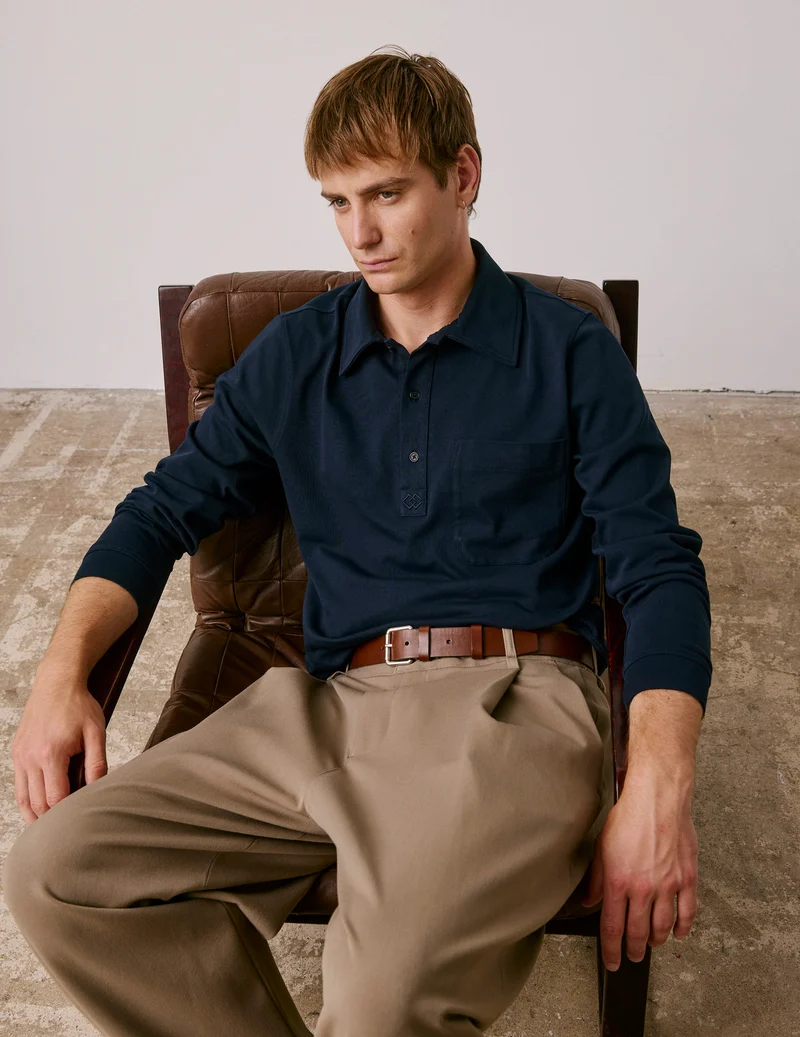 Polo en jersey marine
