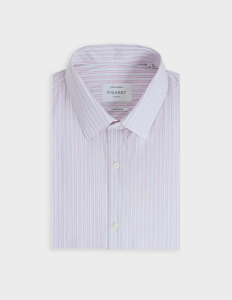 Chemise ajustée rayée rose