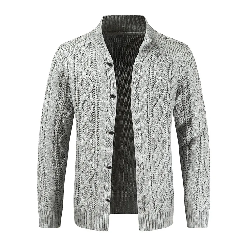 Herren Herbst Jacke Übergangsjacke Sweatjacke Sweater Strickjacke mit Zopfmuster