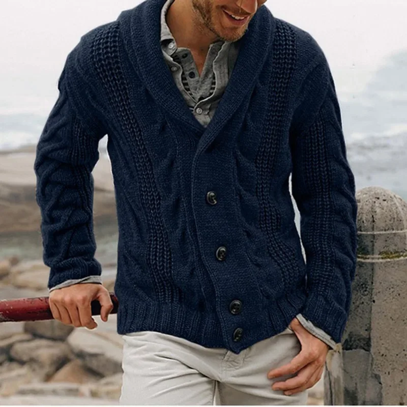 Herren Herbst Jacke Übergangsjacke Sweatjacke Sweater Strickjacke mit Zopfmuster
