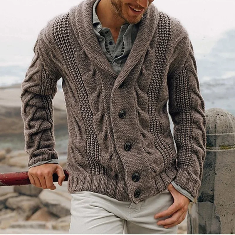 Herren Herbst Jacke Übergangsjacke Sweatjacke Sweater Strickjacke mit Zopfmuster
