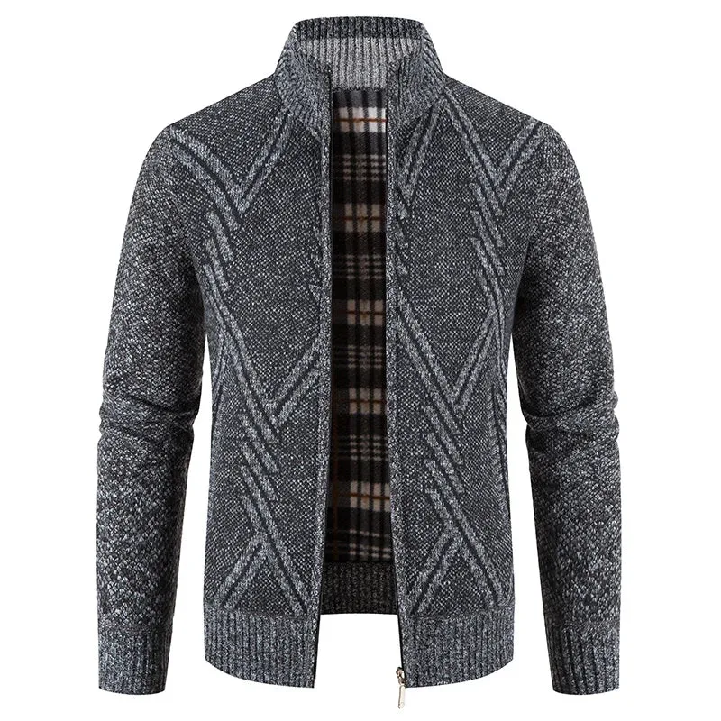 Herren Herbst Jacke Übergangsjacke Warme Sweatjacke Zipper Sweater Strickjacke
