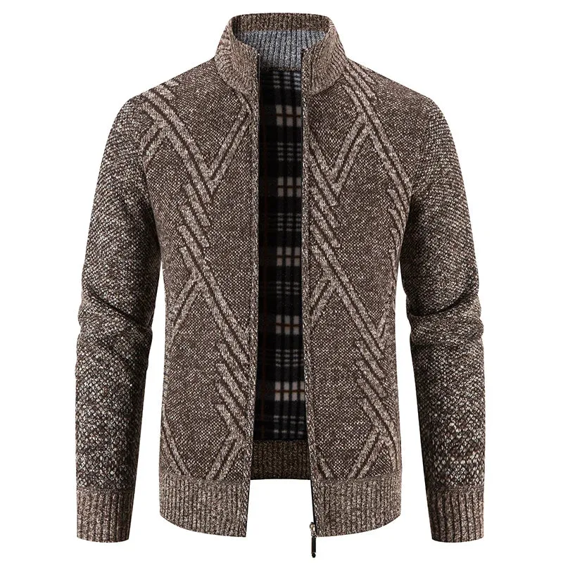 Herren Herbst Jacke Übergangsjacke Warme Sweatjacke Zipper Sweater Strickjacke