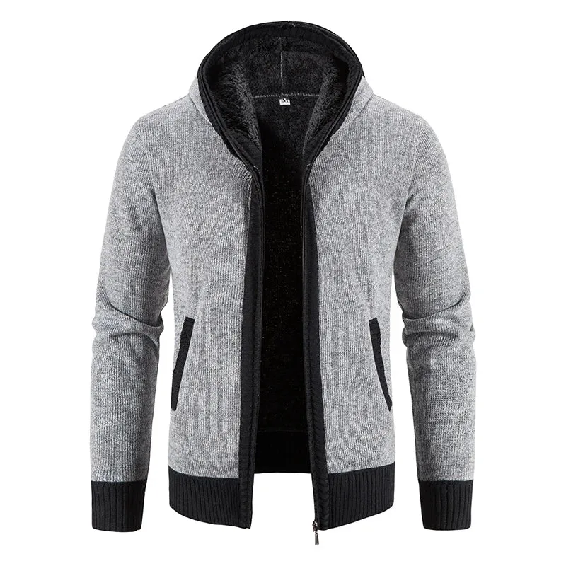 Herren Herbst Jacke Übergangsjacke Warme Sweatjacke Zipper Sweater Strickjacke