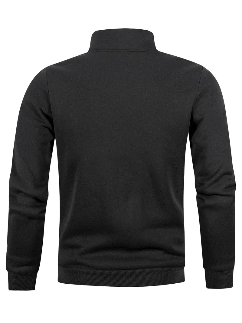 Herren Pullover Sweatshirt Troyer Pulli Sweater Stehkragen Zipper Langarmpulli