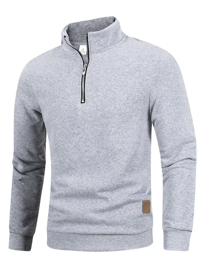Herren Pullover Sweatshirt Troyer Pulli Sweater Stehkragen Zipper Langarmpulli