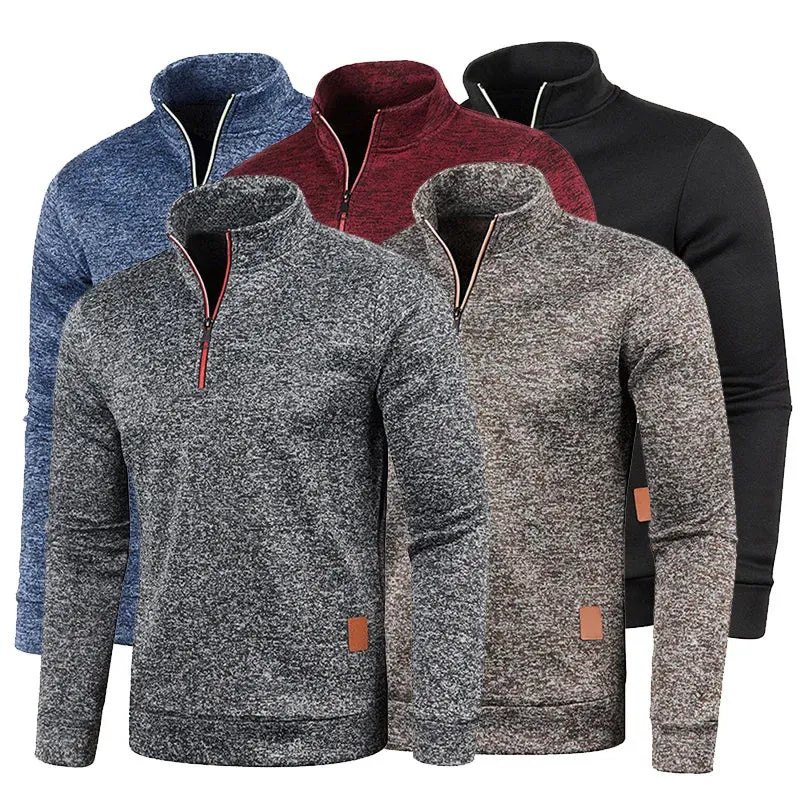 Herren Pullover Sweatshirt Troyer Pulli Sweater Stehkragen Zipper Langarmpulli