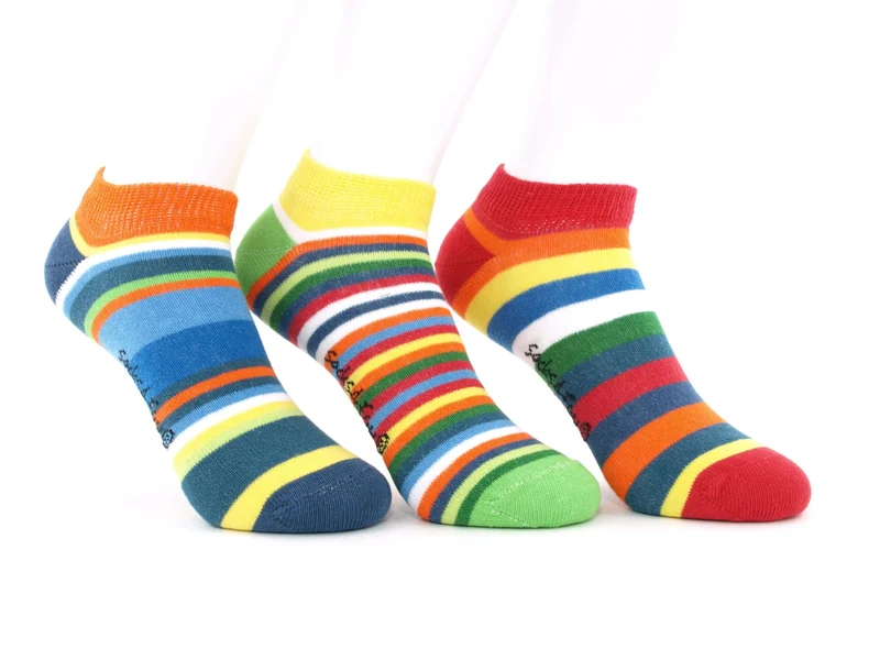 3 Paar Sneaker Socken Kinder ohne drückende Naht Ringel bunt