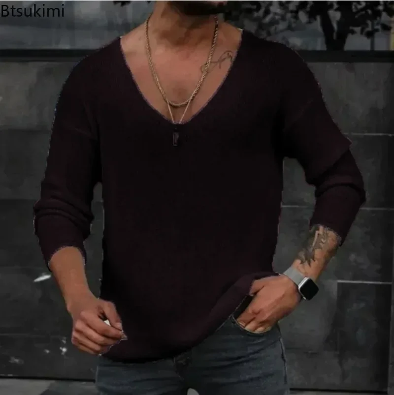 Herren Pullover Sweatshirt Leichter Pulli Sweater Langarm Shirt Strickpullover