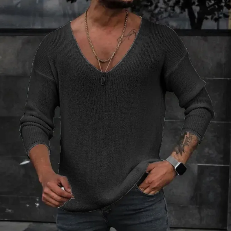Herren Pullover Sweatshirt Leichter Pulli Sweater Langarm Shirt Strickpullover