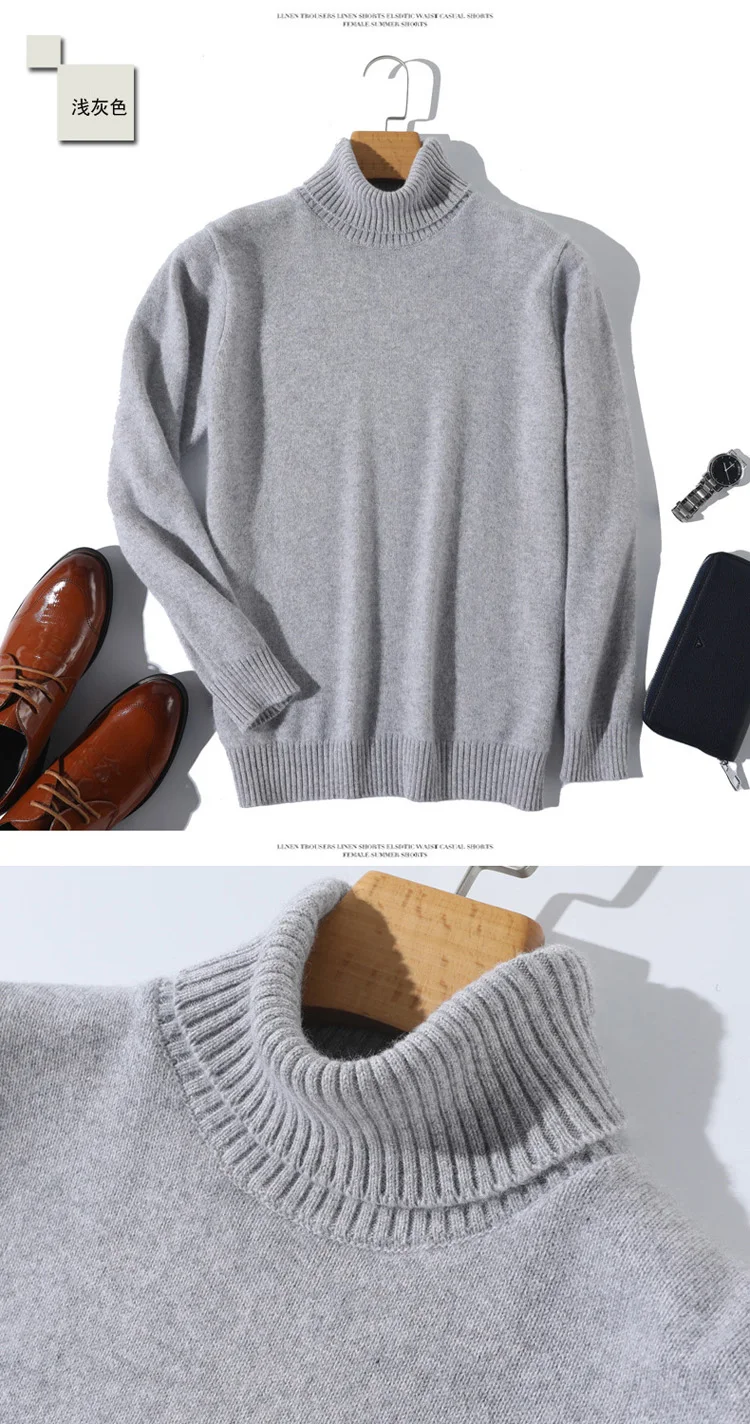 Herren Rollkragen Pullover Sweatshirt Langarm Pulli Sweater Shirt 100% Kaschmir