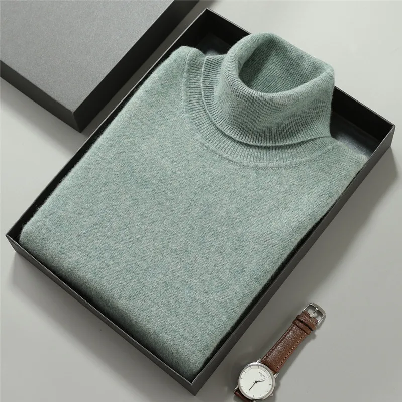 Herren Rollkragen Pullover Sweatshirt Langarm Pulli Sweater Shirt 100% Kaschmir