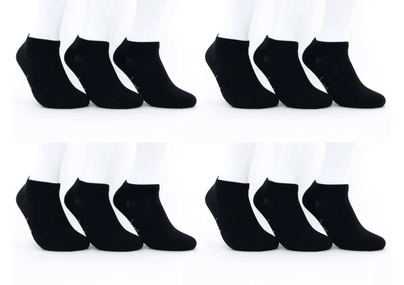 12 Paar "Bambus" Sneaker Socken schwarz