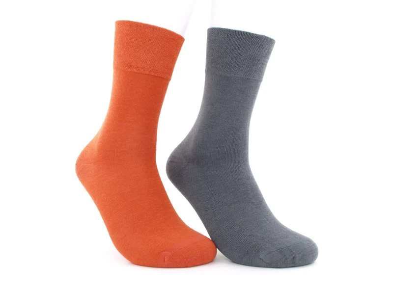 2 Paar Woll-Viskose-Socken orange/grau