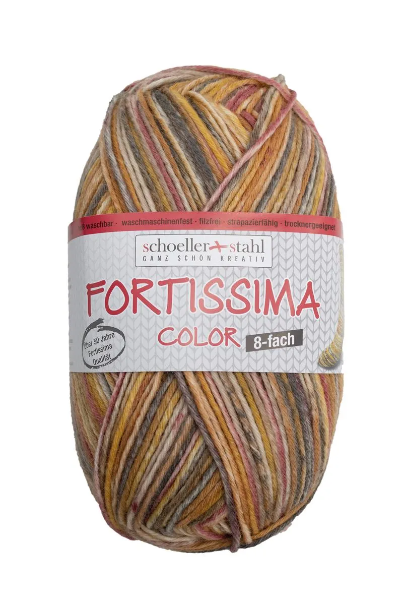 Fortissima 8-fach bunte Sockenwolle 150g | Farbe 808 - HASELNUSS