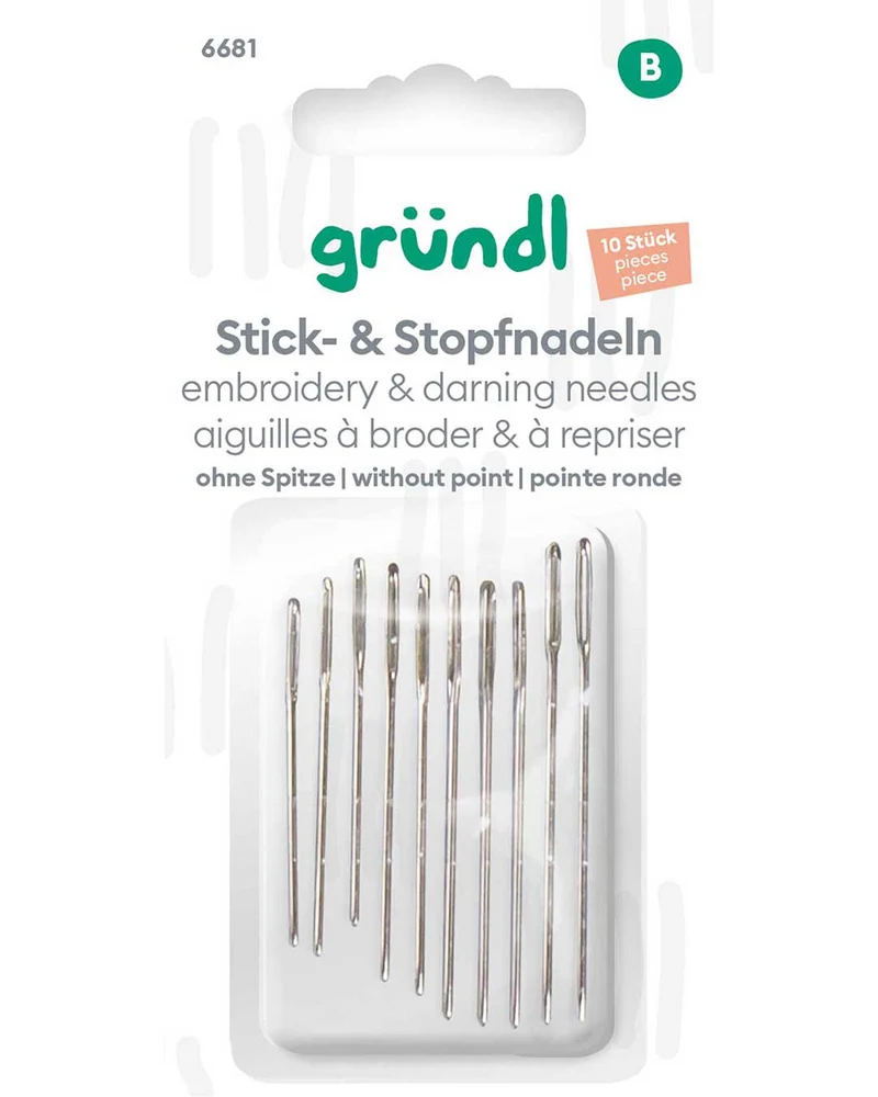 Stick- und Stopfnadeln ohne Spitze, 10 Stück