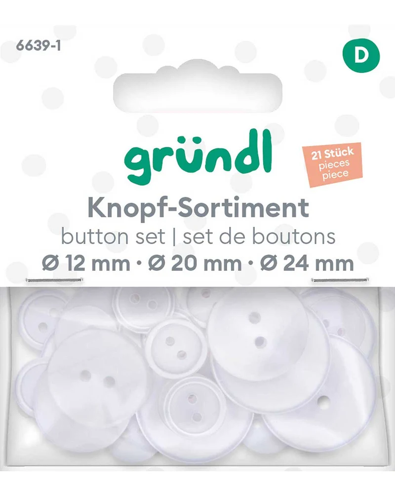 Knopf Sort. Kunstst. Ø 12/20/24 mm, 21 Stück