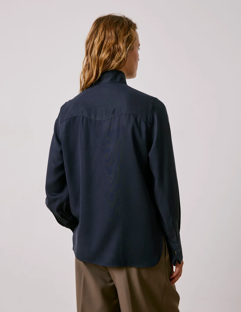 Chemise Peyton en lyocell bleu marine