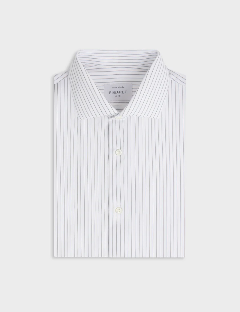 Chemise ajustée rayée kaki