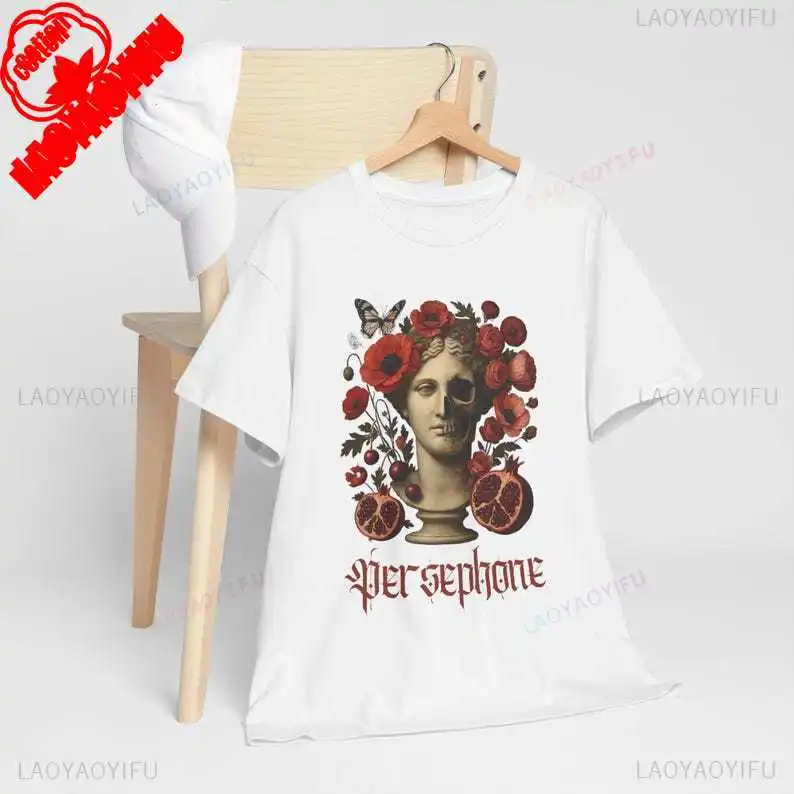 Damen Sommer Top Gothic T-Shirt Rundhals Streetwear lockeres Damentop Bluse
