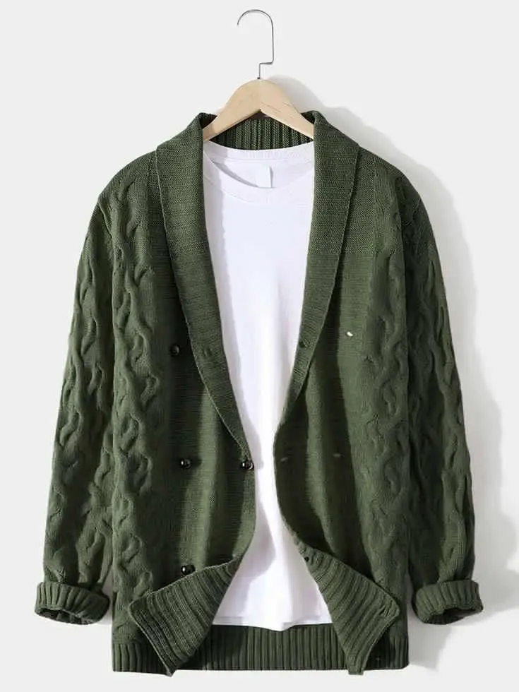 Herren Herbst Jacke Übergangsjacke Sweatjacke Sweater Strickjacke mit Zopfmuster