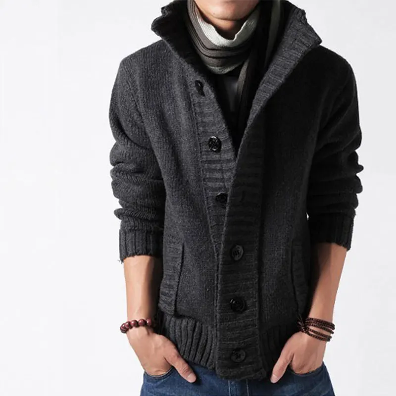 Herren Herbst Jacke Übergangsjacke Sweatjacke Sweater Strickjacke mit Zopfmuster