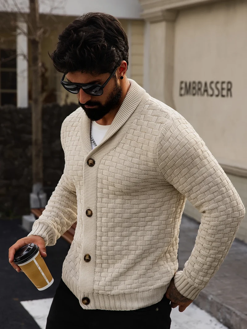 Herren Herbst Jacke Übergangsjacke Sweatjacke Sweater Strickjacke mit Zopfmuster
