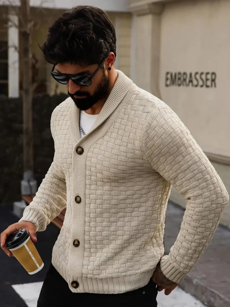 Herren Herbst Jacke Übergangsjacke Sweatjacke Sweater Strickjacke mit Zopfmuster