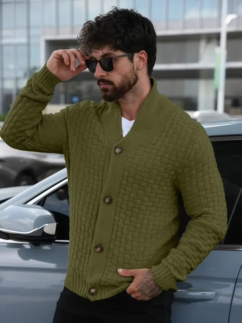 Herren Herbst Jacke Übergangsjacke Sweatjacke Sweater Strickjacke mit Zopfmuster