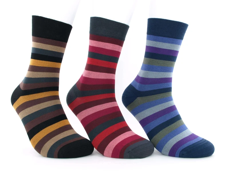 3 Paar Socken "Bambus" geringelt Herbst