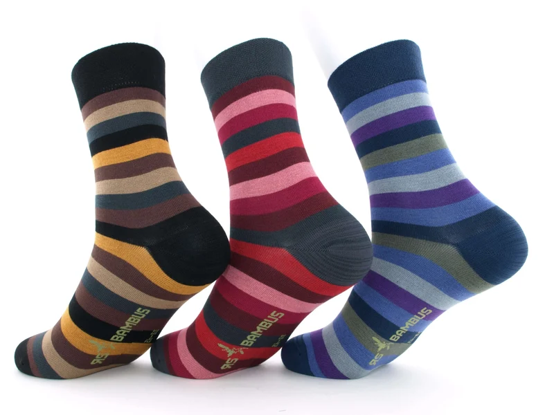 3 Paar Socken "Bambus" geringelt Herbst