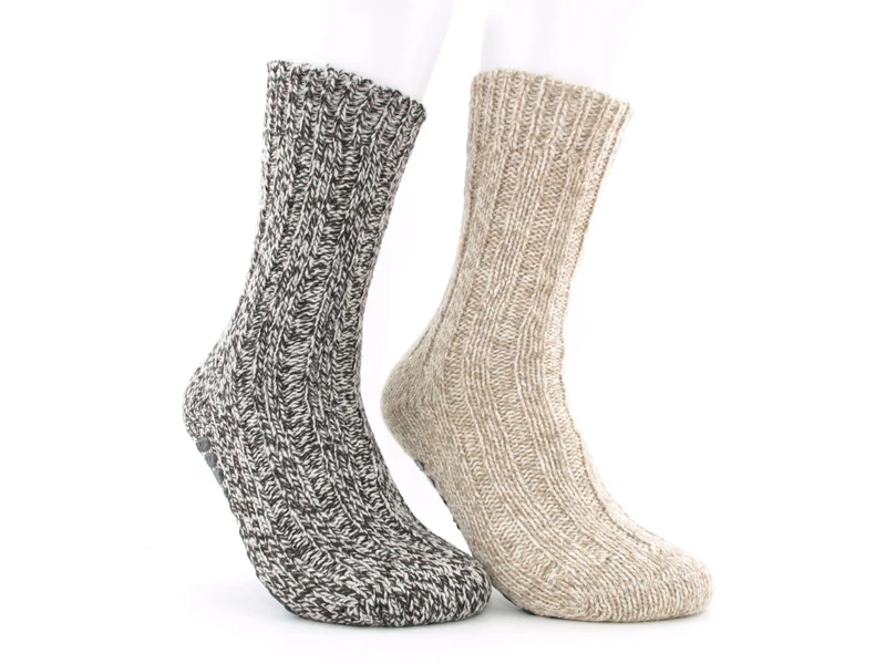 2 Paar Stoppersocken Wolle beige