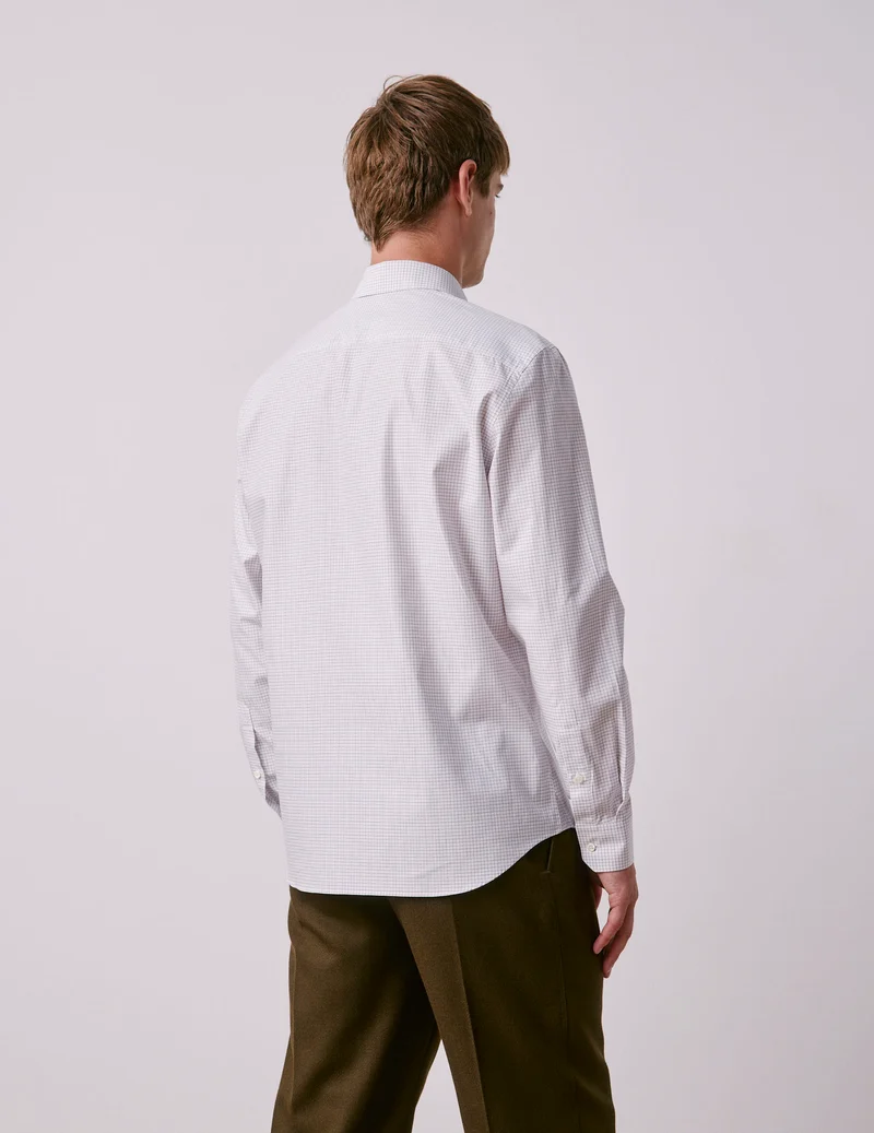 Chemise semi-ajustée à carreaux marron